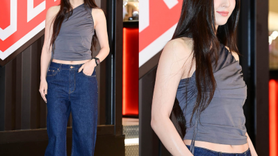 [ 스포츠중계 오징어티비 ] 정수정 미리보는 여름 유행 패션? 행사장에서 선보인 데님 스타일링