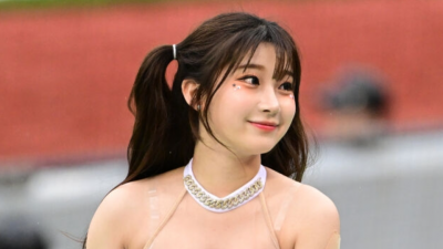 선수보다 더 많은 계약금 받은 치어리더 '삐끼삐끼' 이주은, LG 유니폼 입고 첫 응원 어땠나