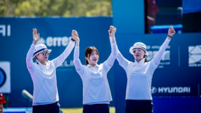 한국여자양궁, 월드컵 마드리드대회 女 단체전 우승…신궁들의 잇따른 금빛 활시위로 중국에 6-2 승리
