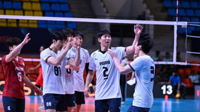 '78위 오만에 진땀승' 한국 남자배구, 풀세트 접전 끝 B조 1위 수성